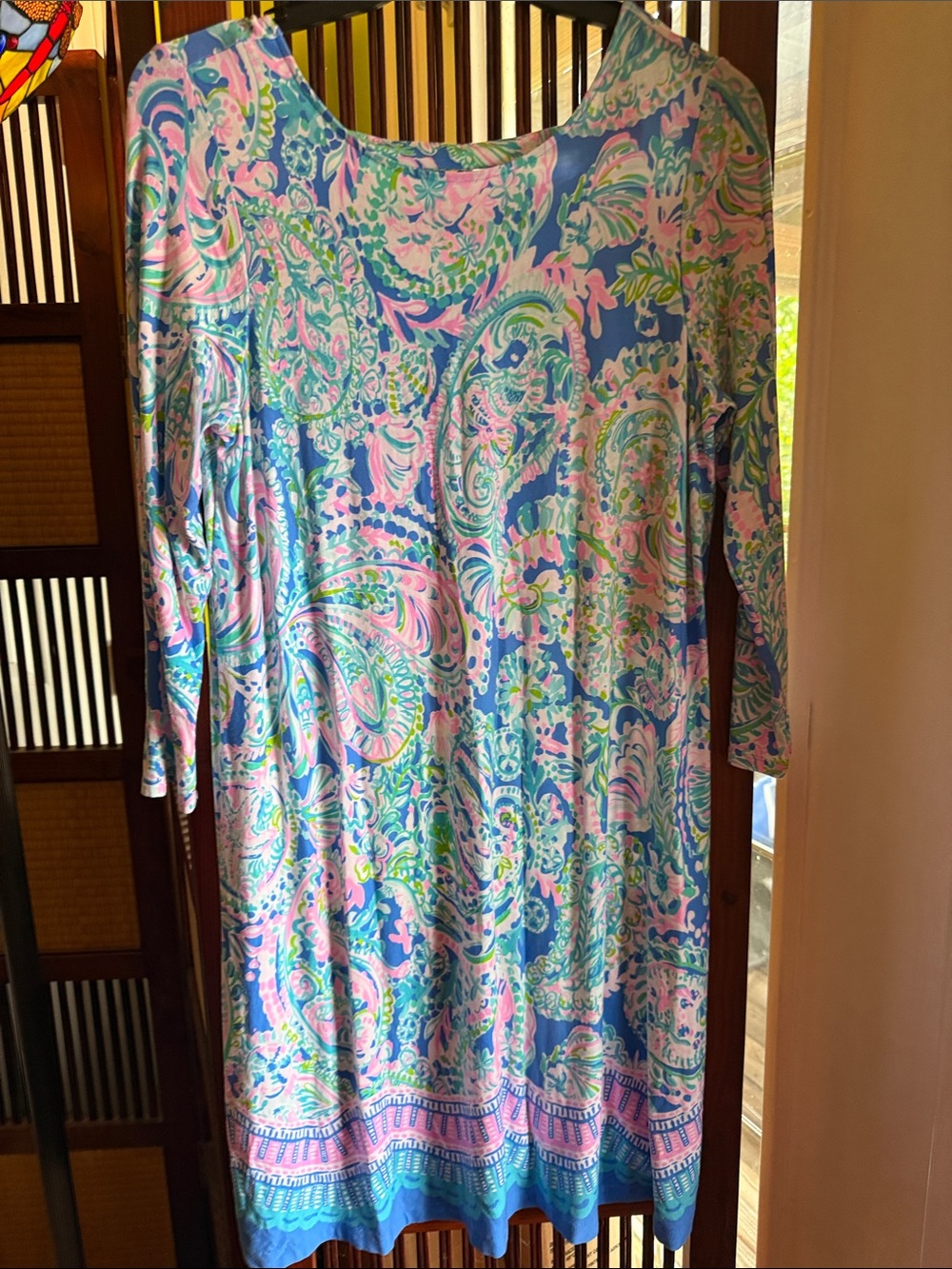 Lilly Pulitzer- Women’s Paisley Scoop-Neck Dress in Blue and Pink